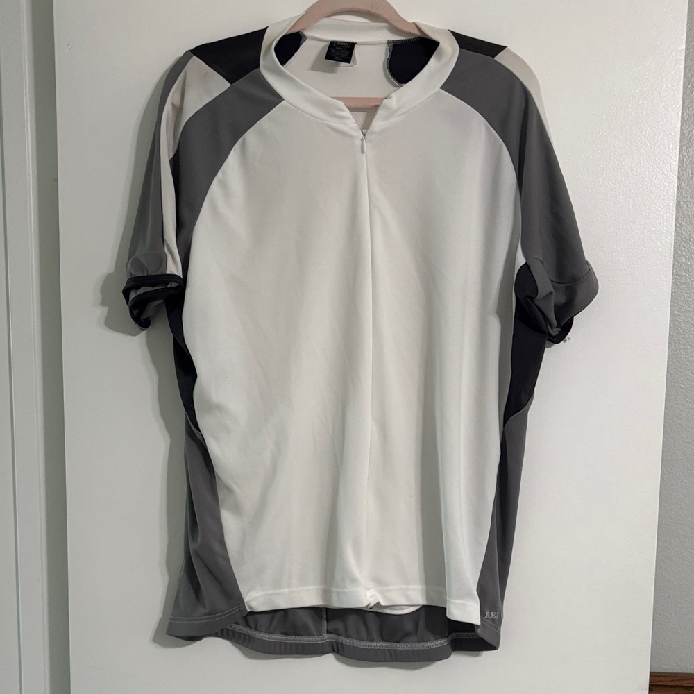 REI White and Gray Short-Sleeve Athletic Jersey